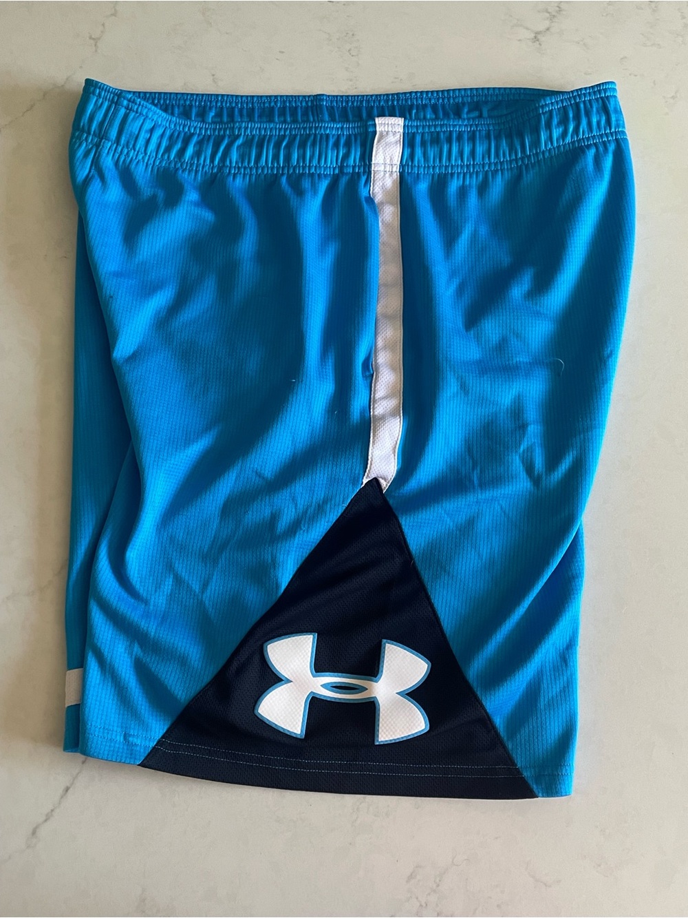 Under Armour Blue and Black Athletic Shorts with White Accent